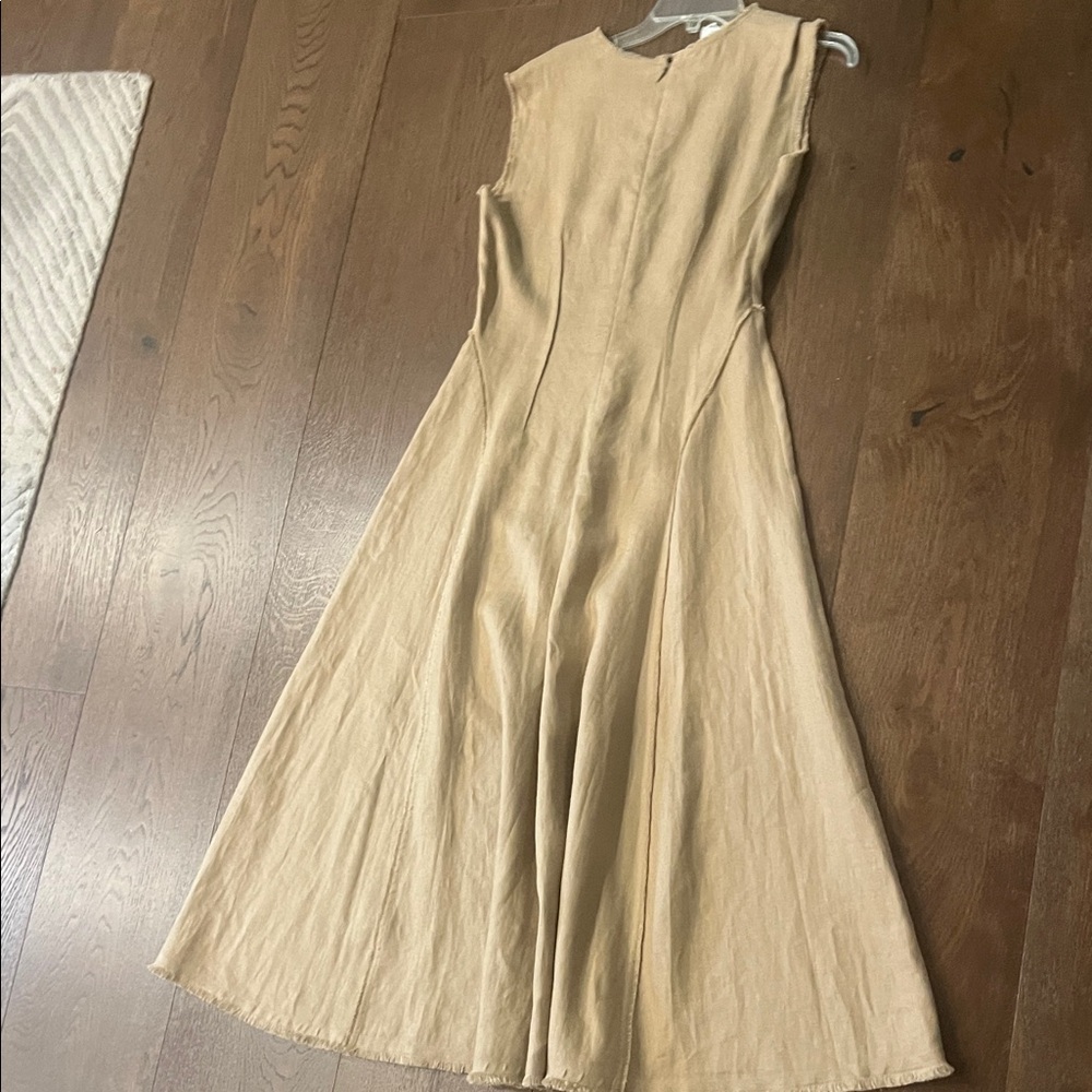 Lafayette 148 New York Sleeveless Midi Dress in Camel Beige - Picture 3 of 3
